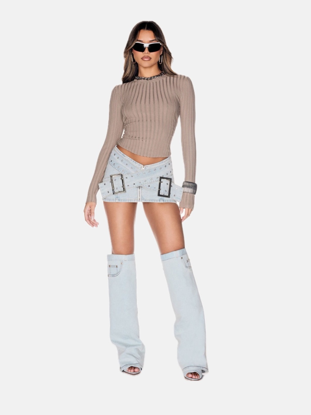 FASHIONNOVA Denim Micro Mini Skirt - Light Wash